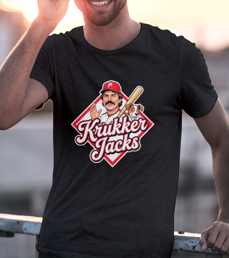 Krukker Jacks Philadelphia Phillies Baseball Player With Dog T-Shirt