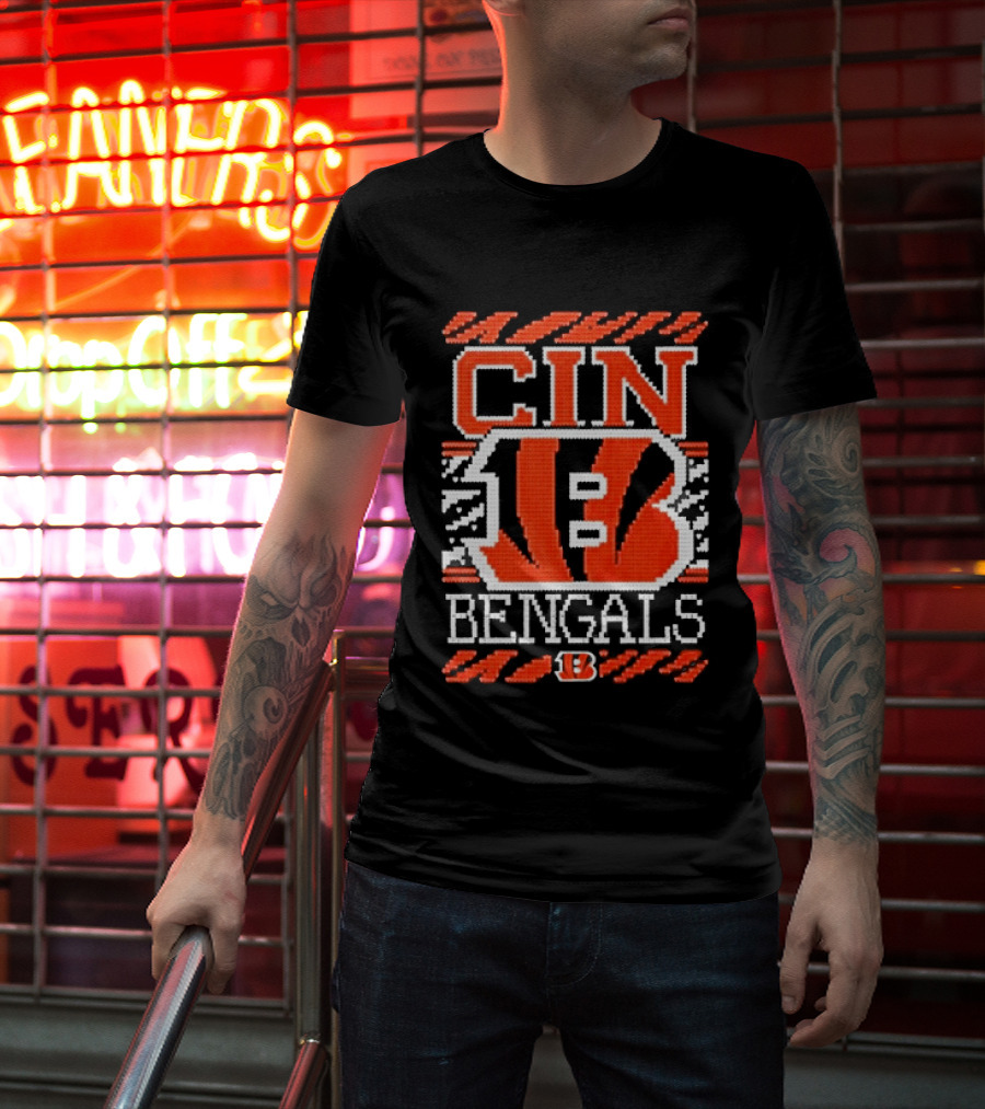 Classic Cincinnati Bengals Holiday Ugly Christmas Football Fan CIN B T-Shirt