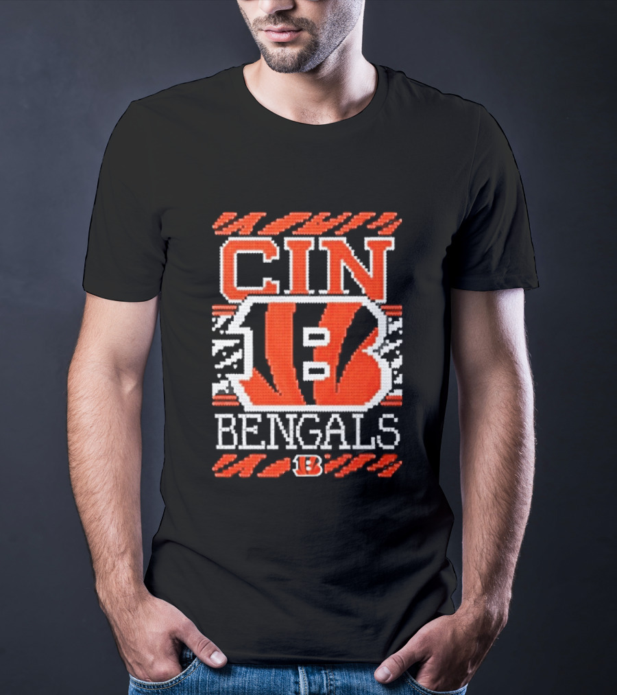 Classic Cincinnati Bengals Holiday Ugly Christmas Football Fan CIN B T-Shirt