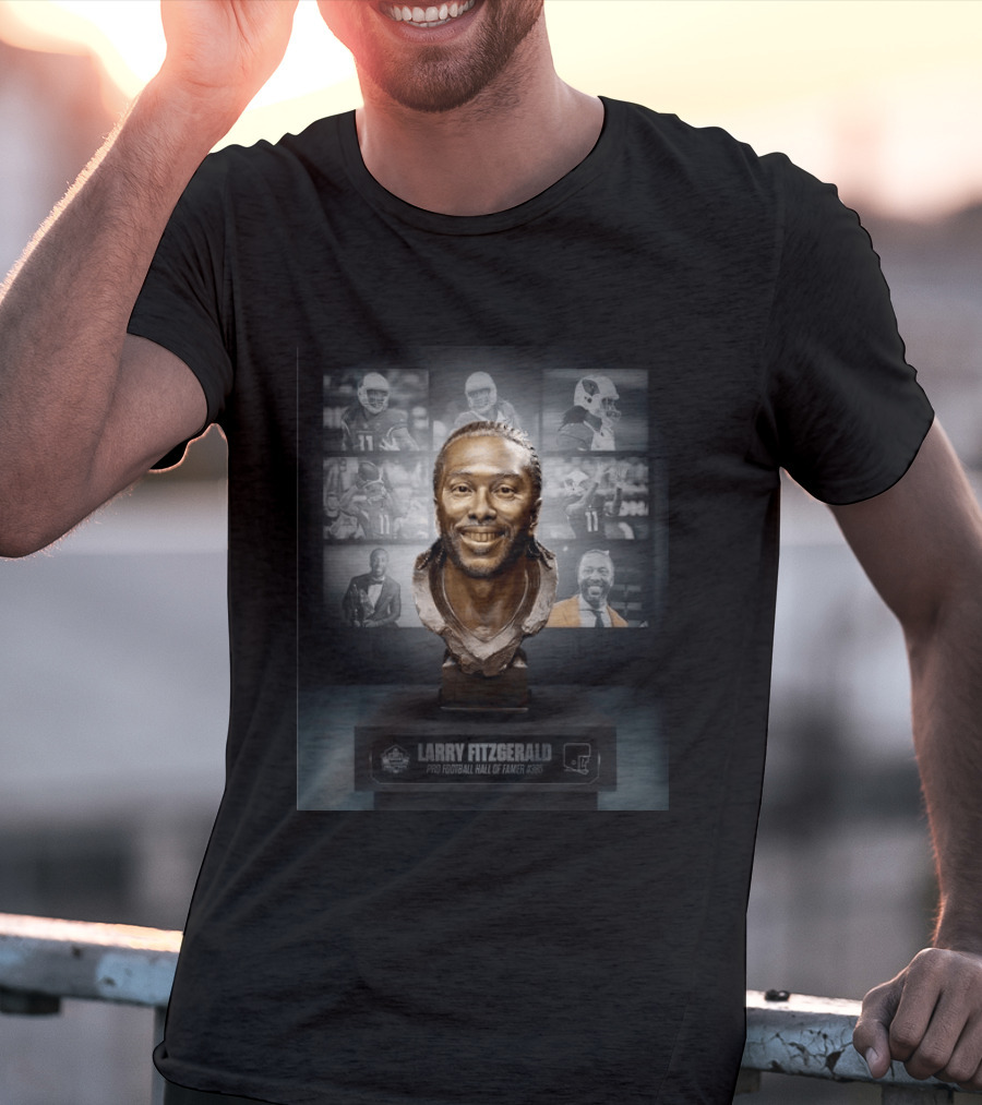 Larry Fitzgerald Pro Football Hall Of Famer #385 Bust NFL Highlights T-Shirt