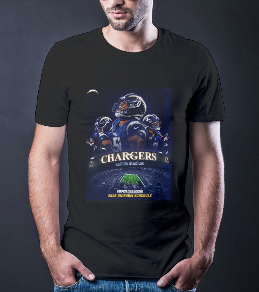 Los Angeles Chargers Super Chargers SoFi Stadium 2026 Uniform Schedule T-Shirt