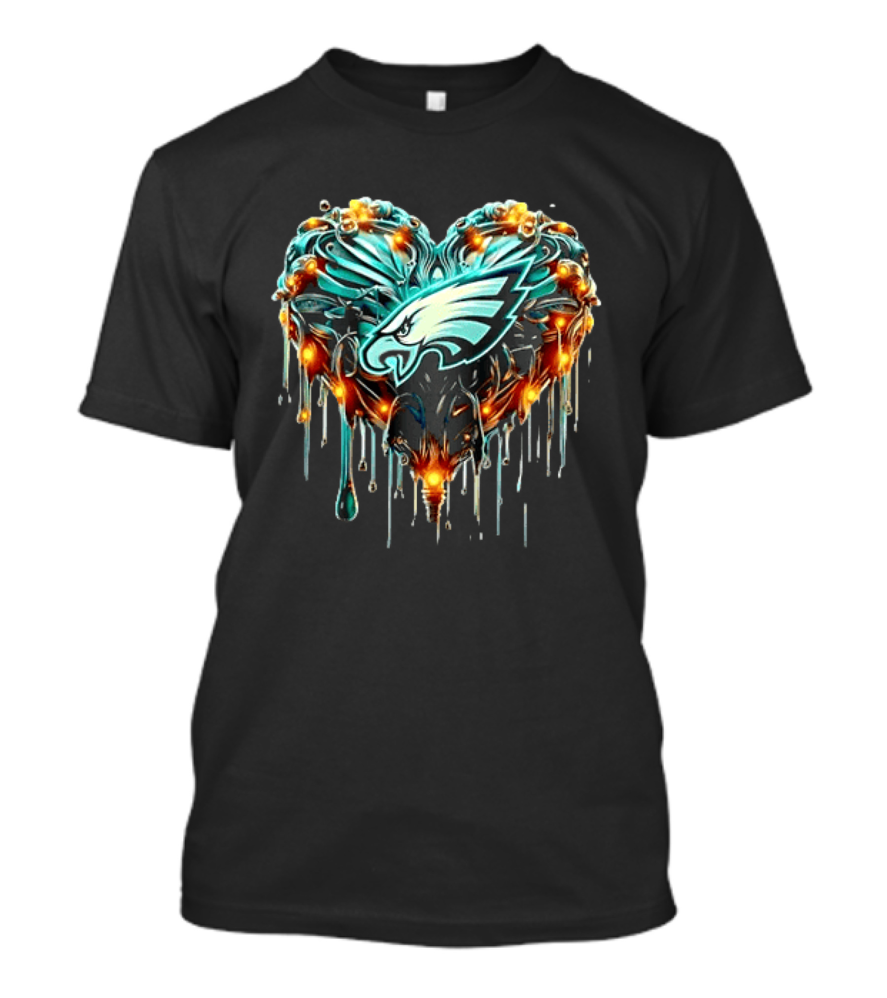 Philadelphia Eagles Heart Caramel Dripping Effect T-Shirt