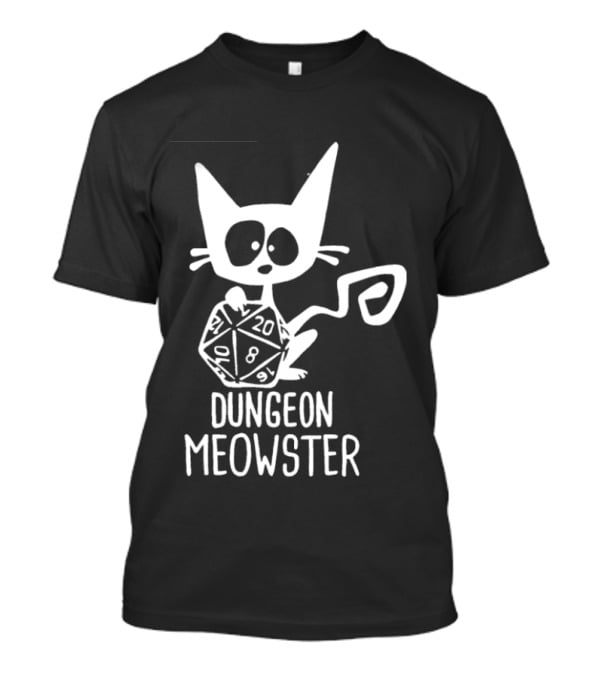 Dungeon Meowster Cat Holding D20 Dice Dungeons And Dragons T-Shirt