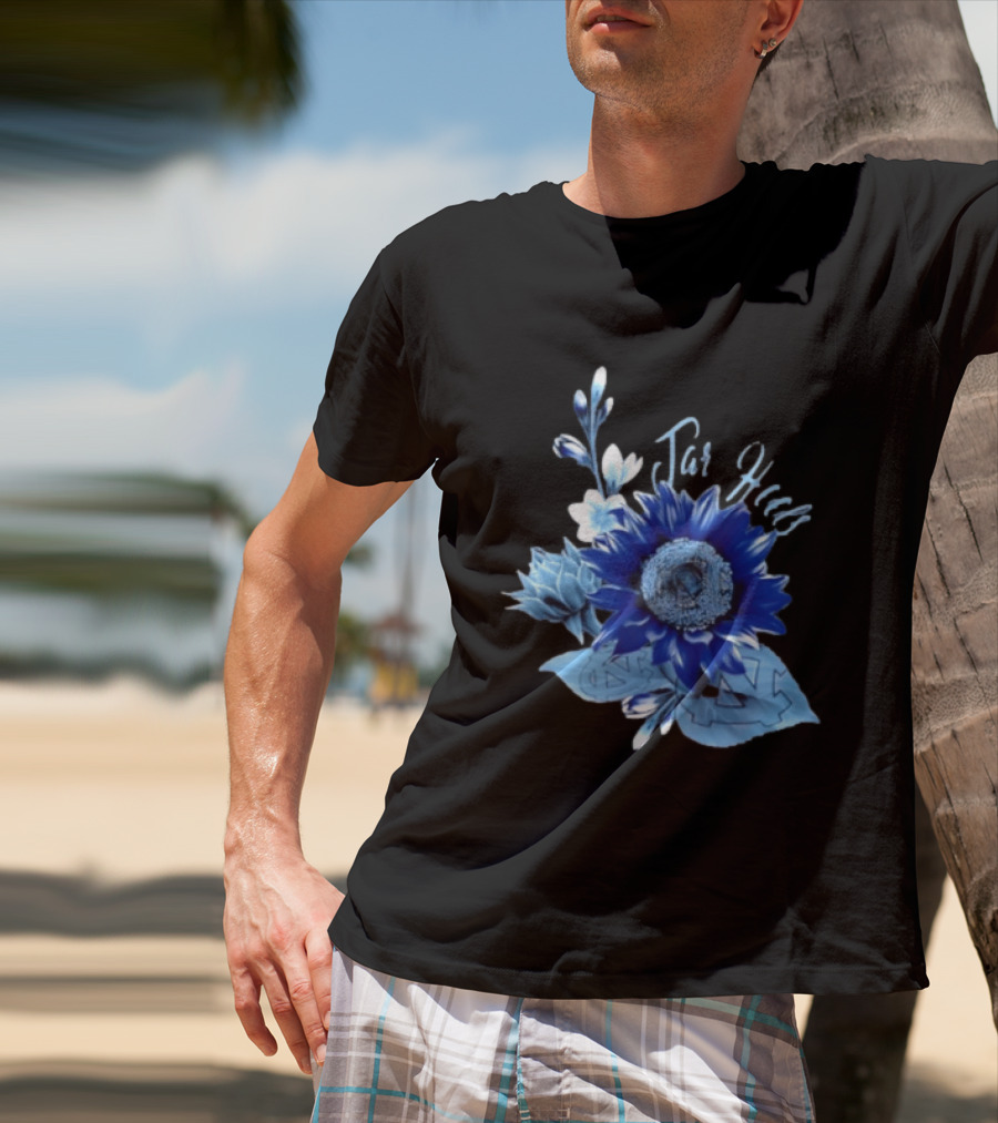 North Carolina Tar Heels Sunflower Floral Football T-Shirt
