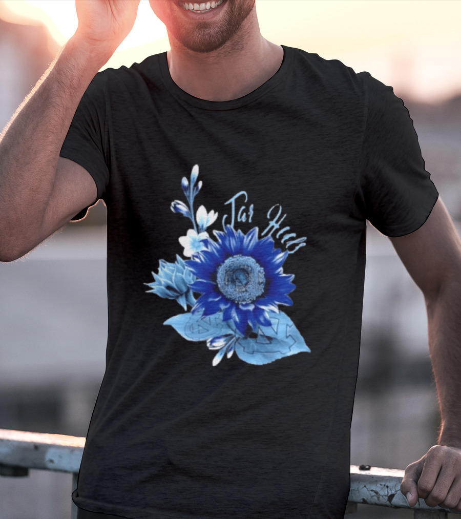 North Carolina Tar Heels Sunflower Floral Football T-Shirt