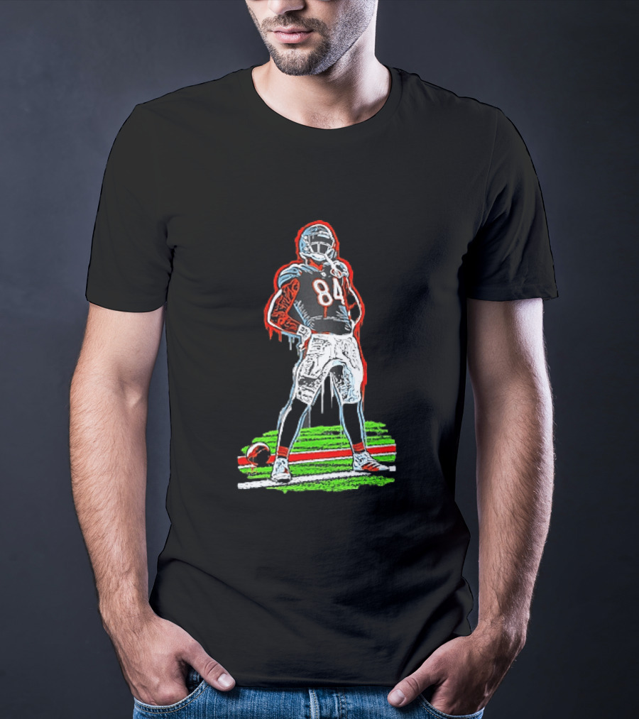 Original Colston Loveland Chicago Bears 84 Football Arms Akimbo Celly Graffiti T-Shirt