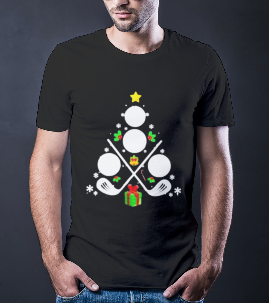 Golf Clubs Balls Christmas Tree Present Star T-Shirt