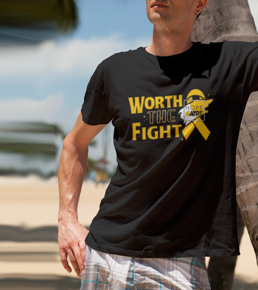 Worth The Fight Hope Yellow Ribbon 4 T-Shirt