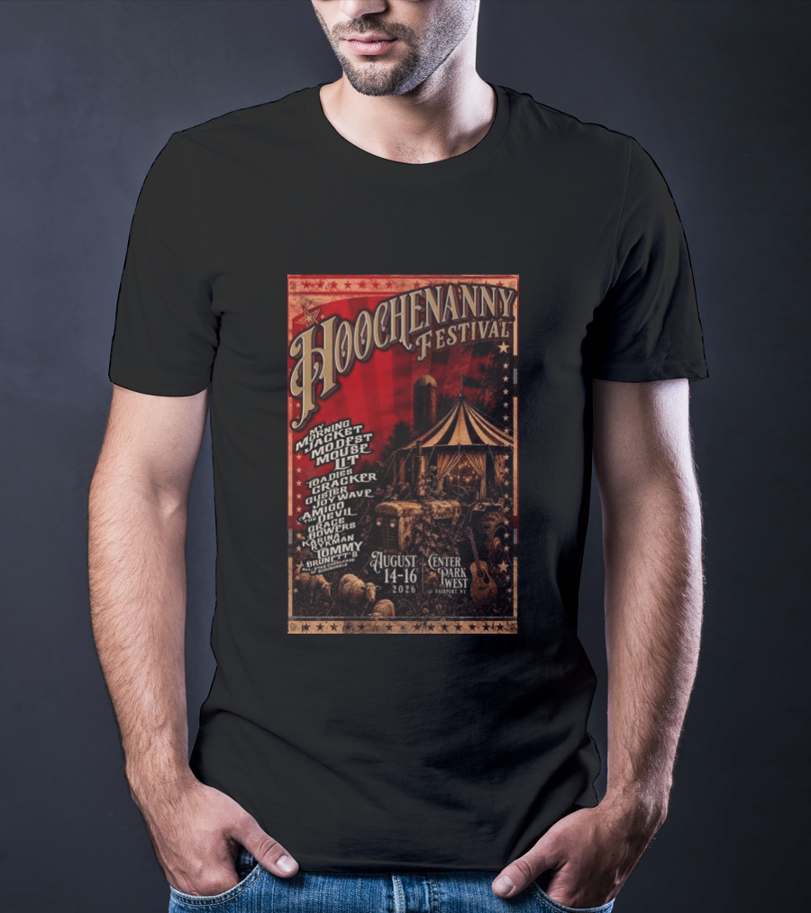 Hoochennany Festival Fairport My Morning Jacket Modest Mouse August 14 16 2026 Center Park West Lineup T-Shirt