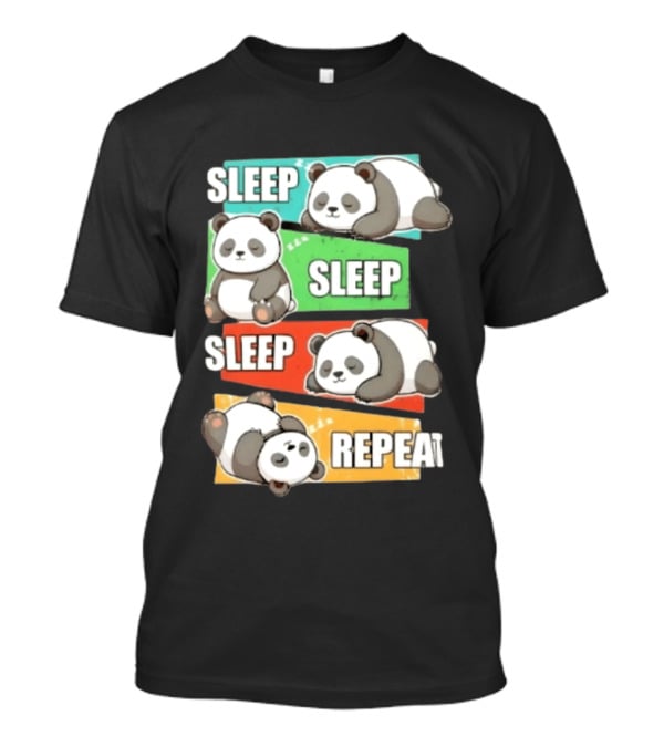 Sleep Sleep Sleep Repeat Panda Cartoon Blocks T-Shirt