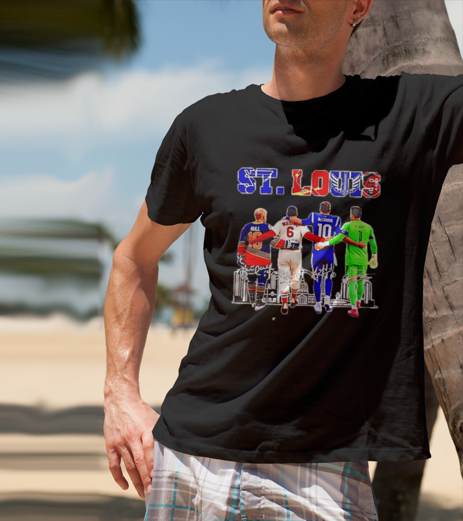 St Louis Hull Musial McCarron Berube Sports Team Players United Iconic City Skyline T-Shirt