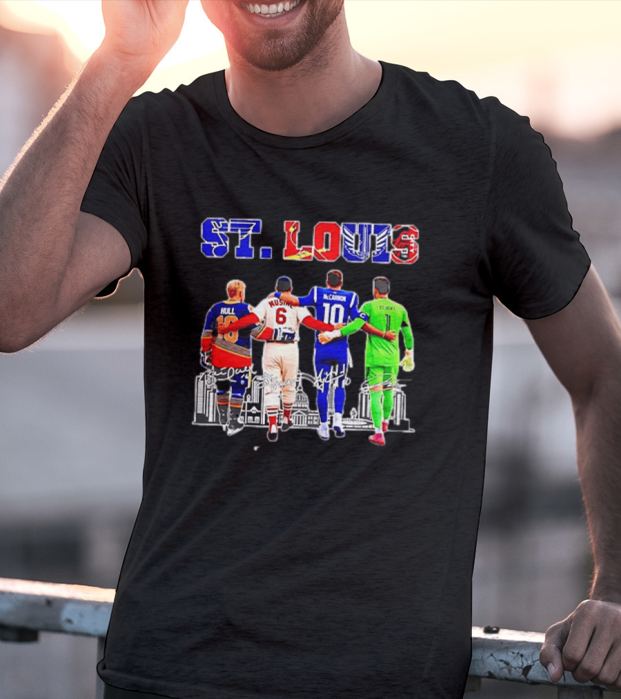 St Louis Hull Musial McCarron Berube Sports Team Players United Iconic City Skyline T-Shirt