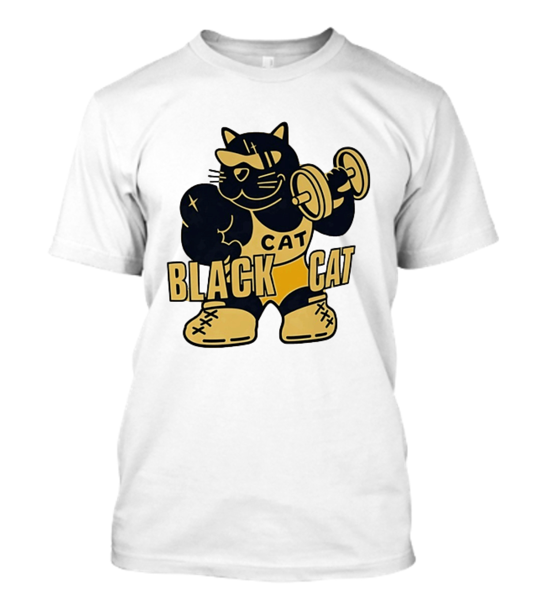 BLACK CAT Lifting Weights Cat Fitness Gym Powerlifting T-Shirt