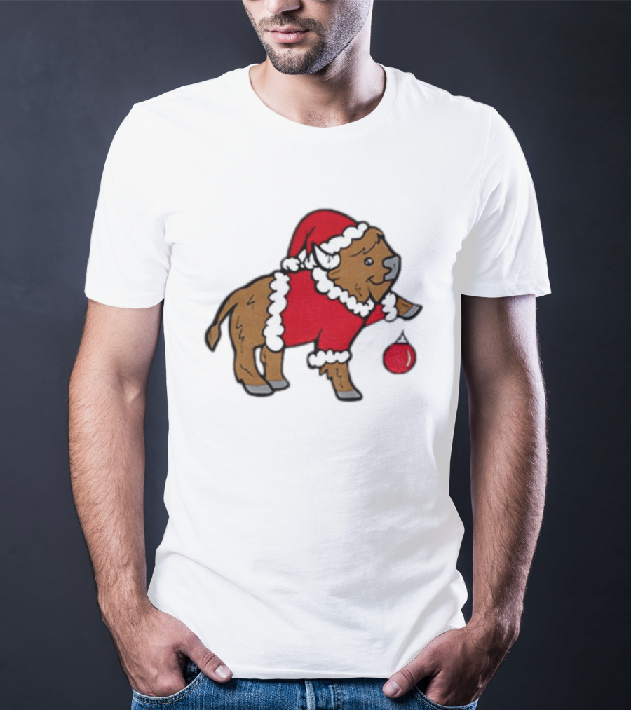 Buffalo In Santa Suit Holding Christmas Bauble Buffalo Bills 2025 Football Holiday T-Shirt