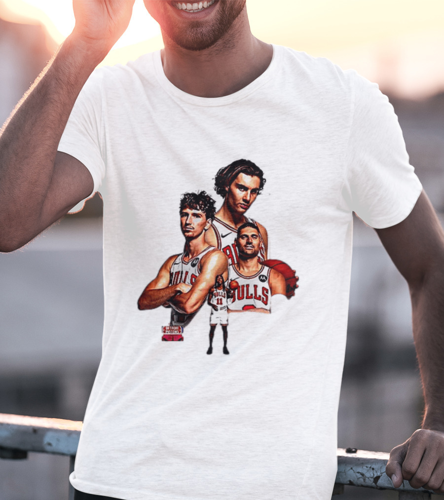 Classic Chicago Bulls NBA 2025 Season Opener Players Montage T-Shirt