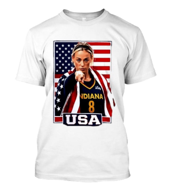 Indiana Fever WNBA Player Pointing American Flag USA Basketball Sports T-Shirt