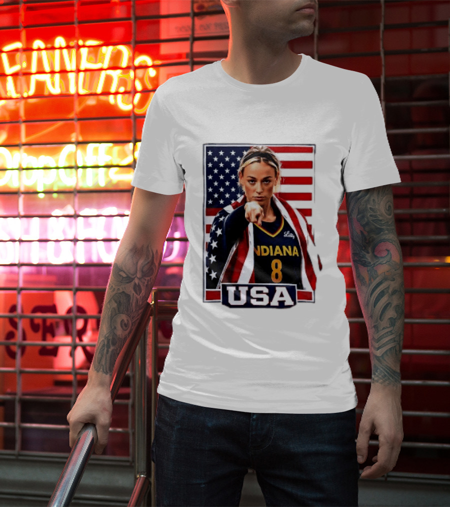 Indiana Fever WNBA Player Pointing American Flag USA Basketball Sports T-Shirt