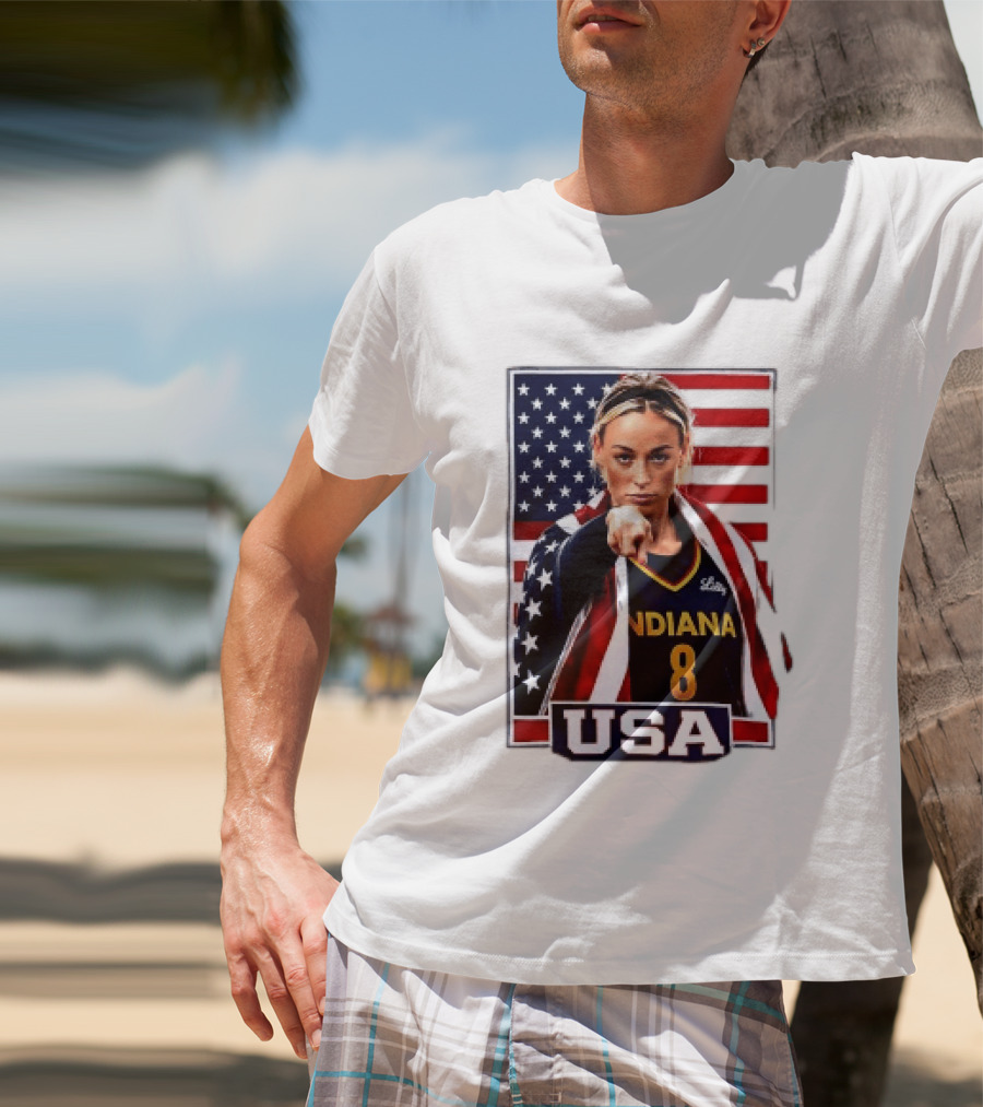 Indiana Fever WNBA Player Pointing American Flag USA Basketball Sports T-Shirt