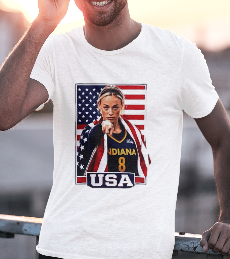 Indiana Fever WNBA Player Pointing American Flag USA Basketball Sports T-Shirt
