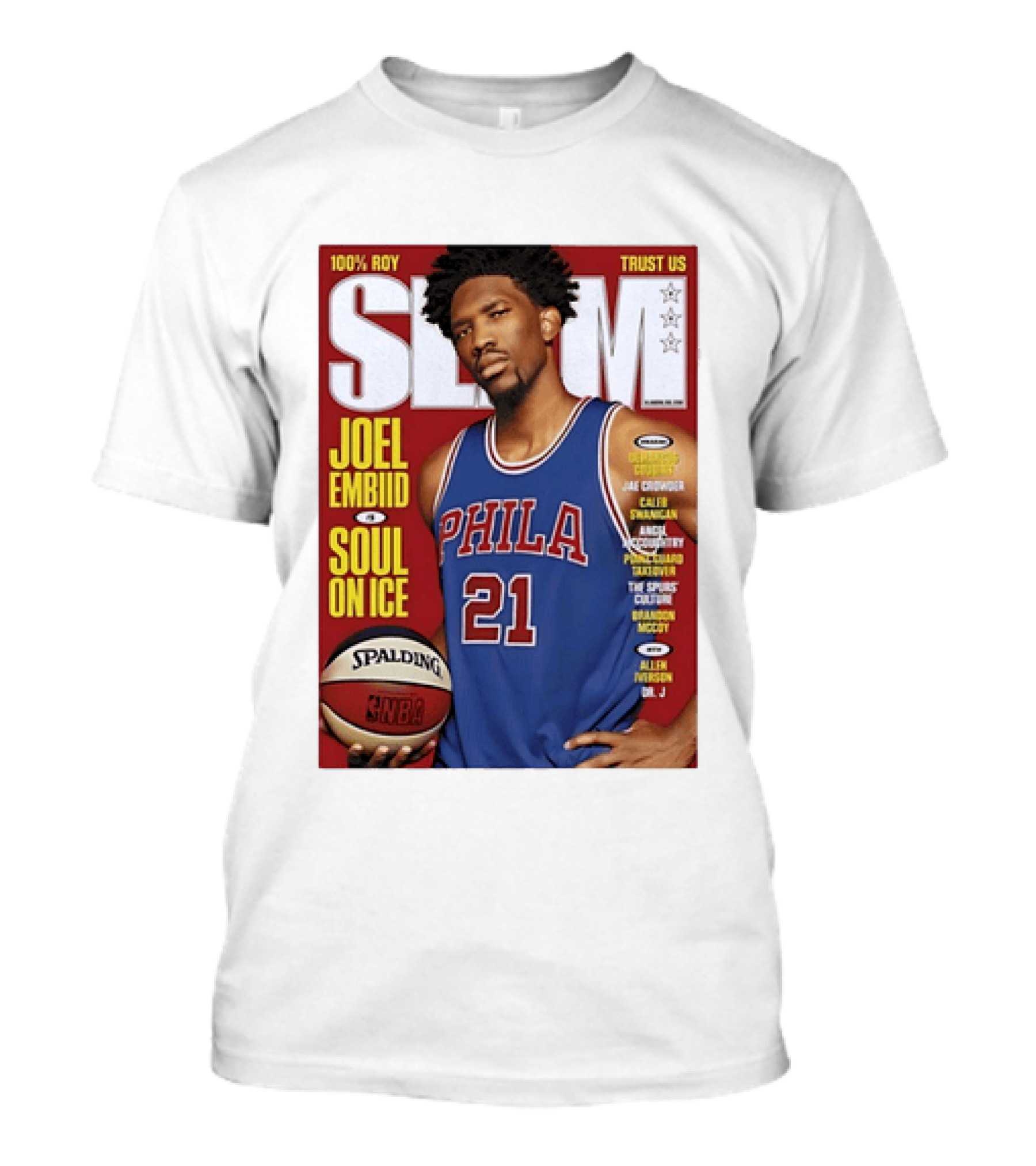 100% ROY SLAM Joel Embiid Soul On Ice PHILA 21 Philadelphia 76ers Cover T-Shirt