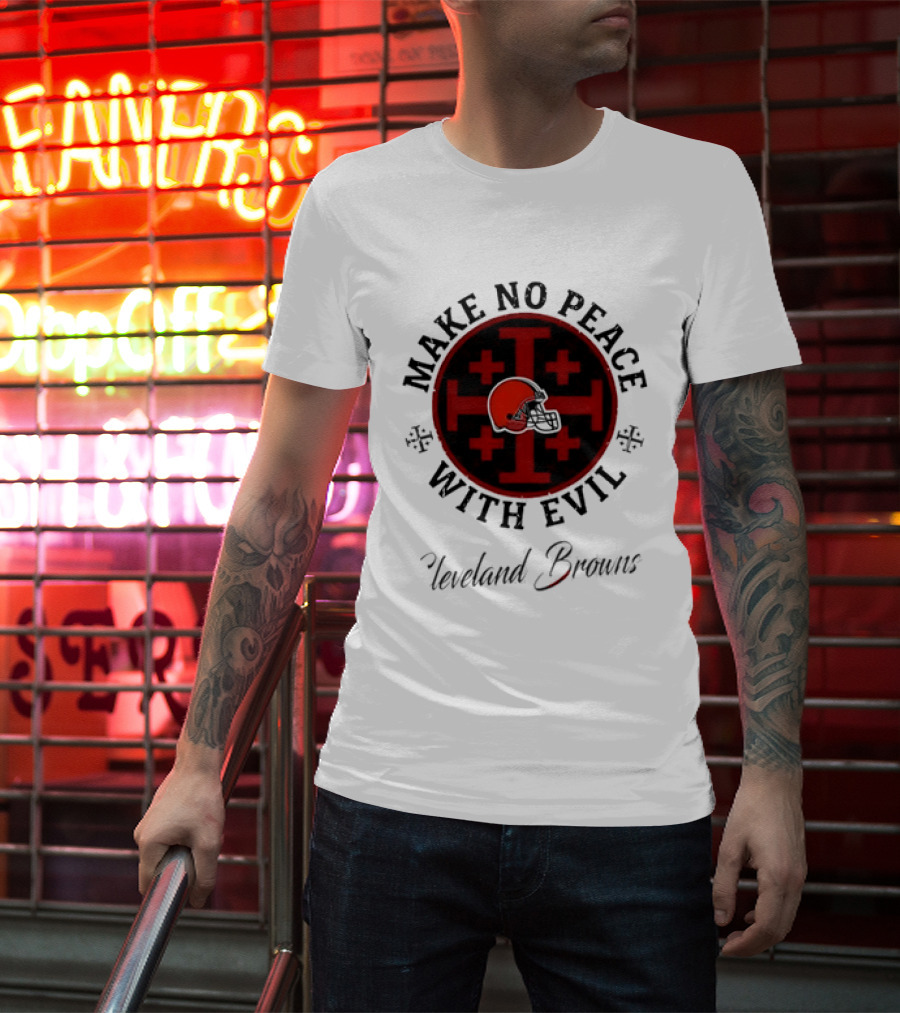 Cleveland Browns Make No Peace With Evil Red Cross Helmet T-Shirt