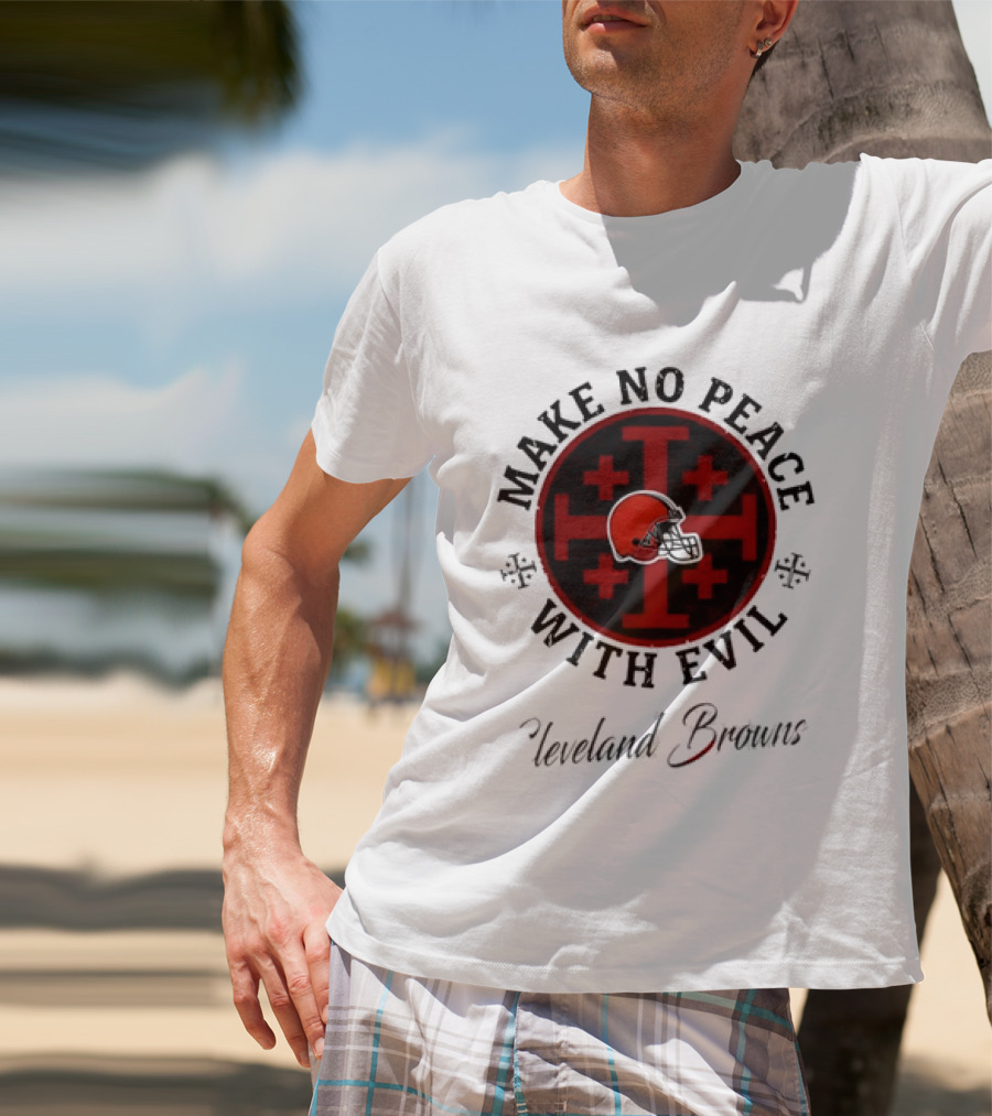 Cleveland Browns Make No Peace With Evil Red Cross Helmet T-Shirt