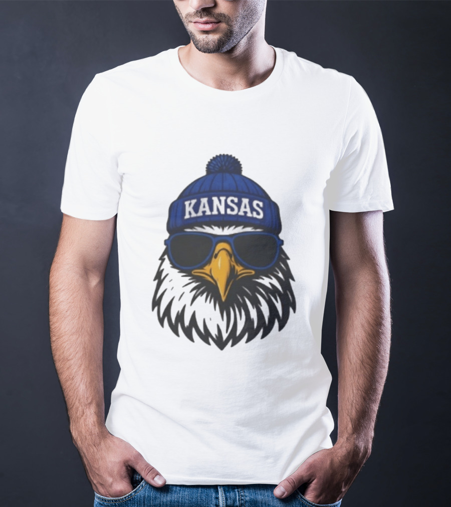 Kansas Jayhawks Jayhawk Hat Glasses Kansas Beanie T-Shirt