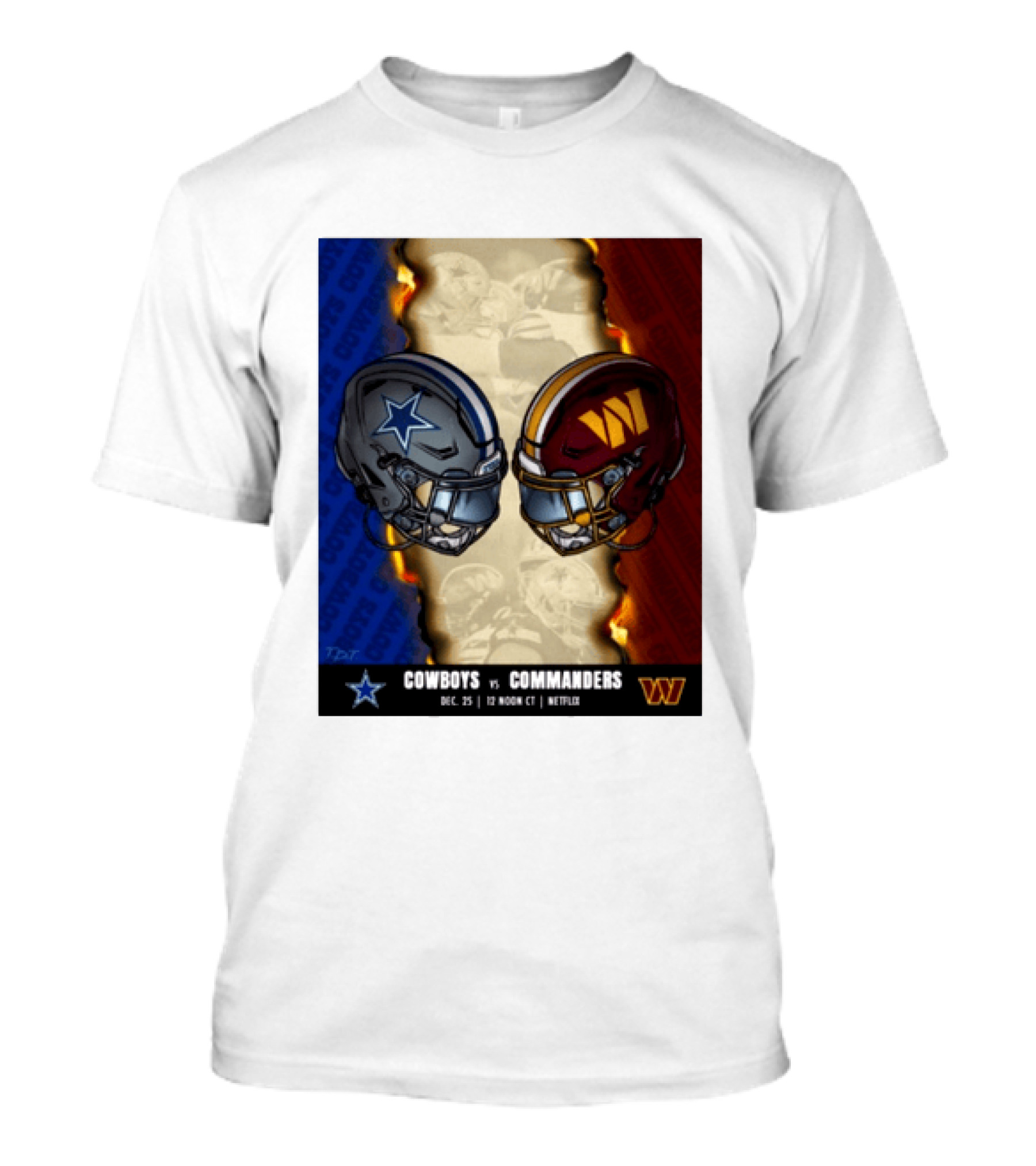 Cowboys Vs Commanders December 25 Noon CT Netflix T-Shirt