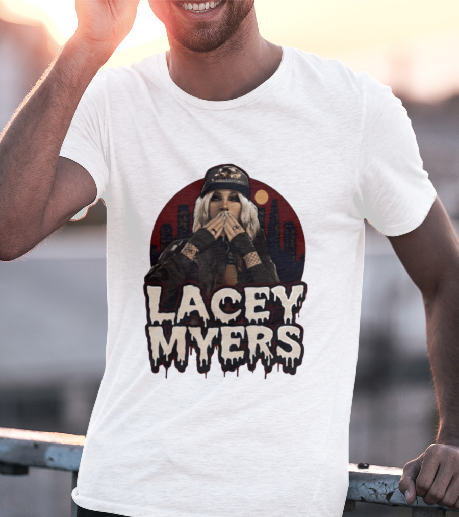 Lacey Myers City Skyline Red Moon Horror T-Shirt