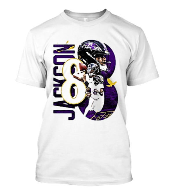 Lamar Jackson 8 Baltimore Ravens NFL Football Star Player T-Shirt