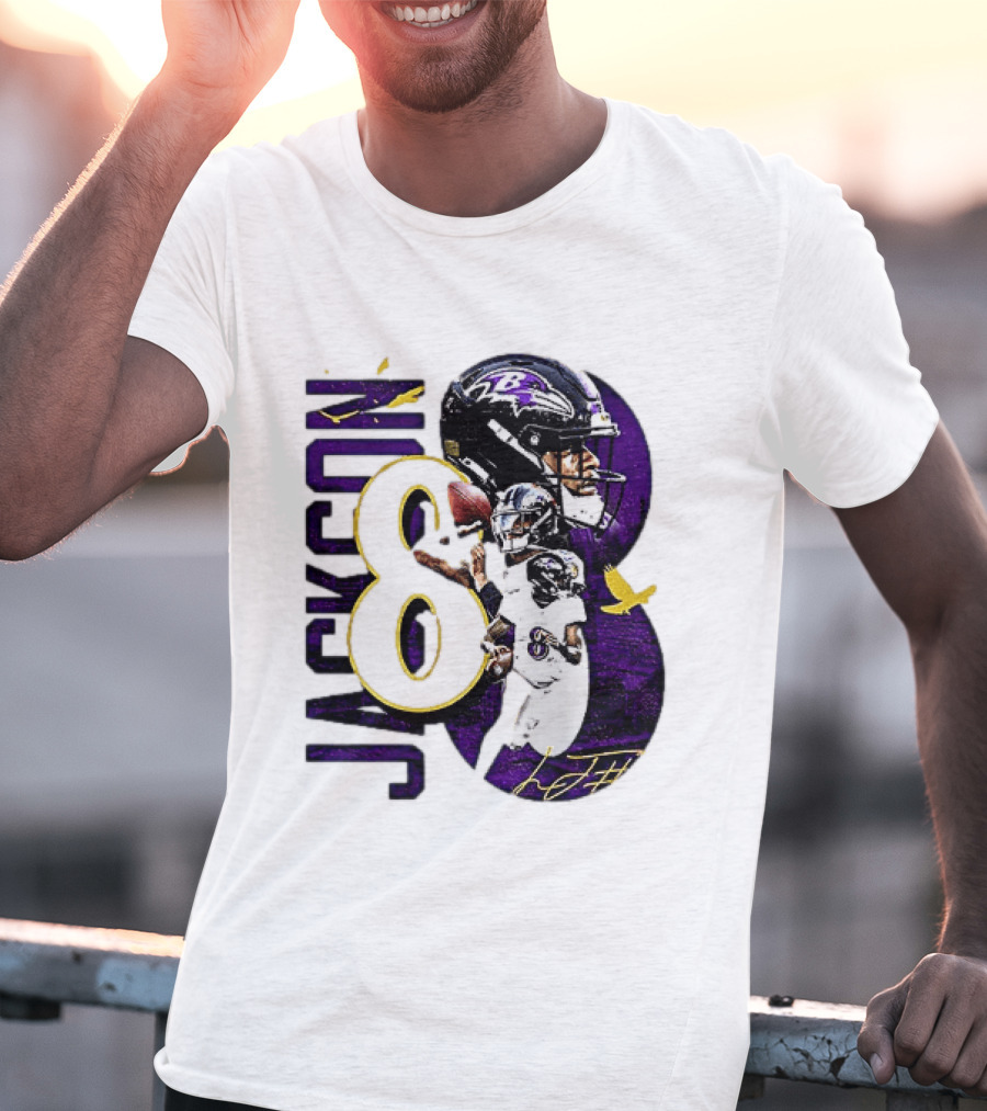 Lamar Jackson 8 Baltimore Ravens NFL Football Star Player T-Shirt