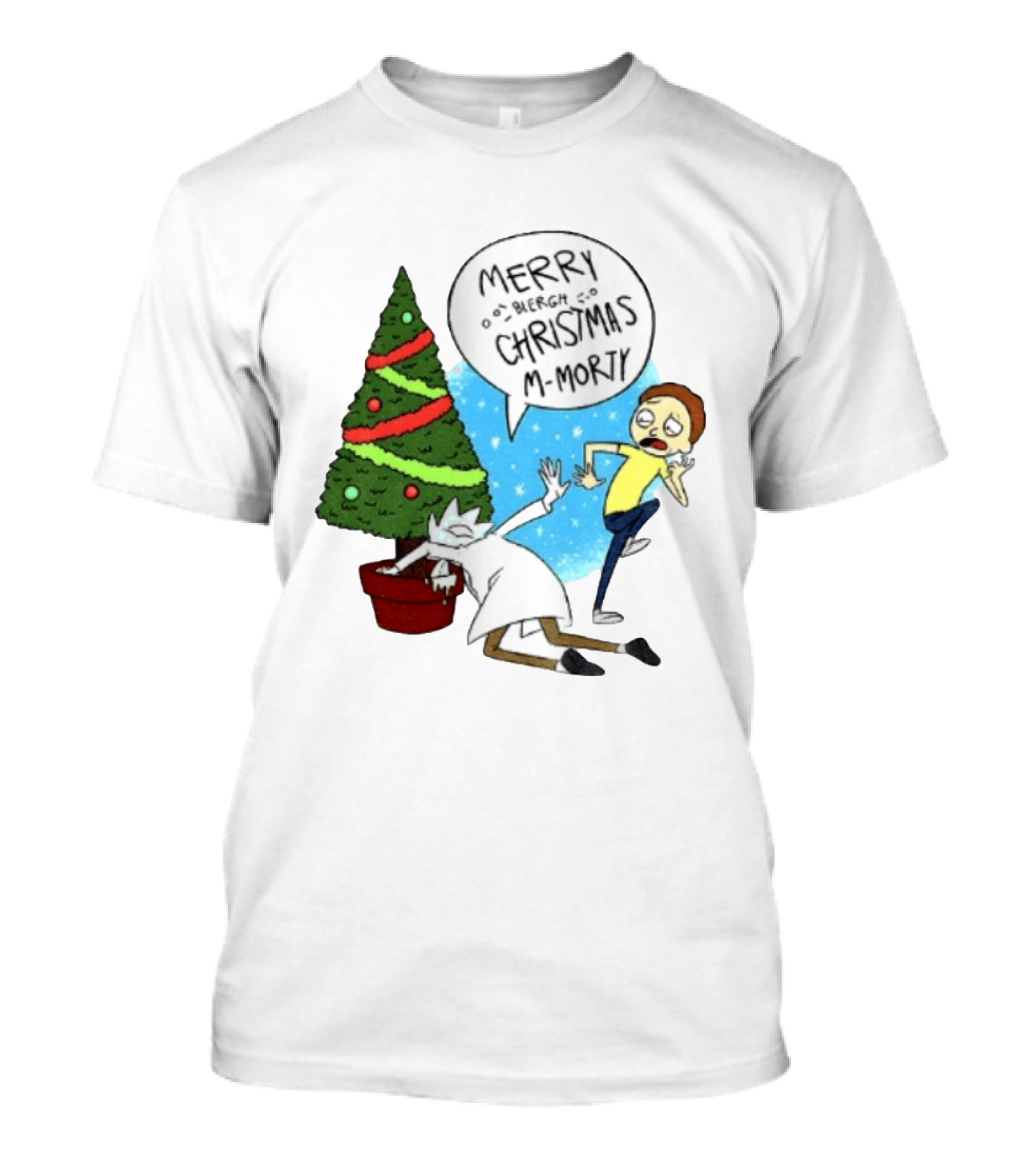 Merry Blergh Christmas M Morty Drunk Ricks Greeting Rick And Morty T-Shirt