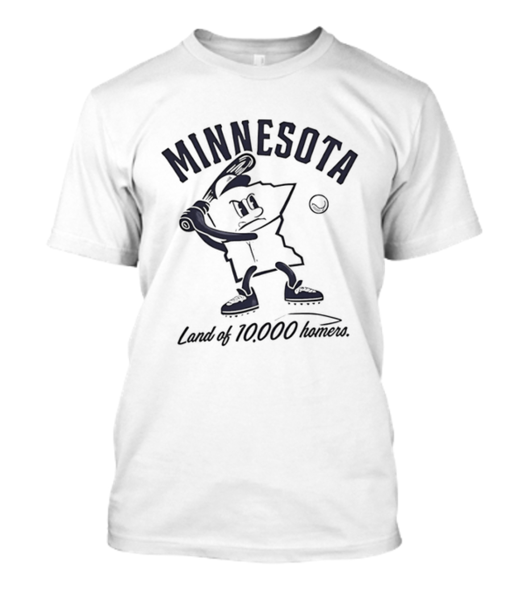 Minnesota Land Of 10000 Homers Baseball Player Swinging Bat T-Shirt