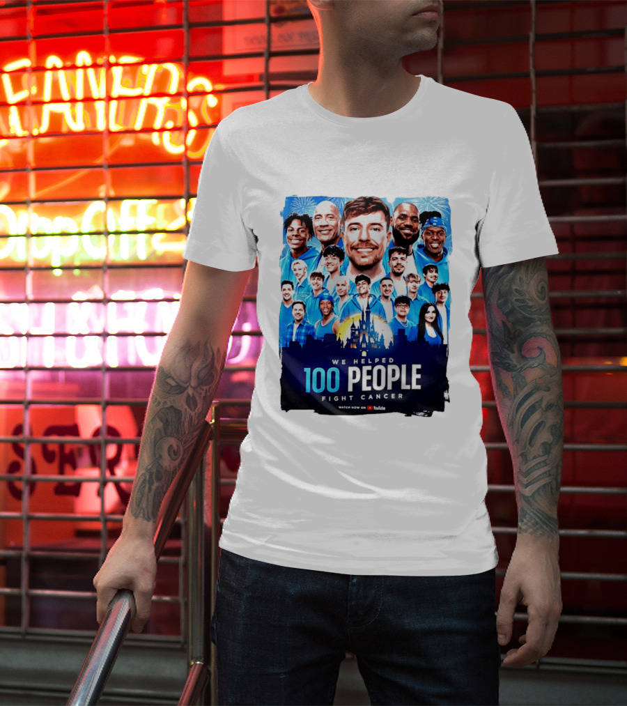 Mrbeast We Helped 100 People Fight Cancer YouTube Video Collaboration T-Shirt