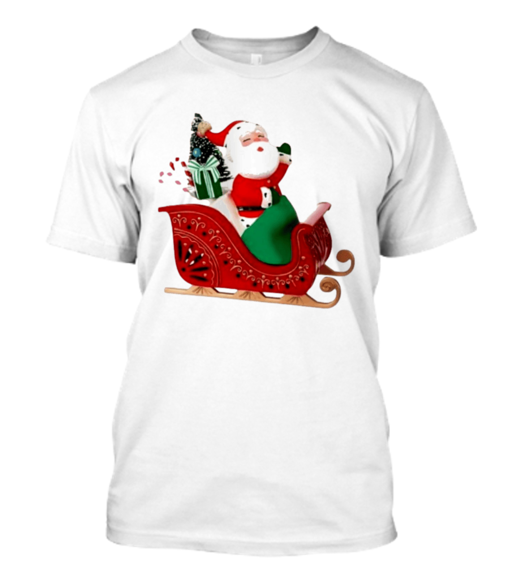 Santa Showtoppers Mini Tree Hallmark White Sleigh Christmas Scene T-Shirt