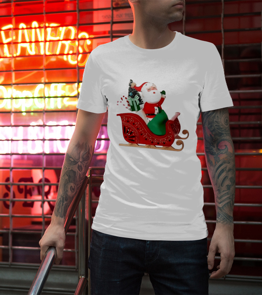 Santa Showtoppers Mini Tree Hallmark White Sleigh Christmas Scene T-Shirt