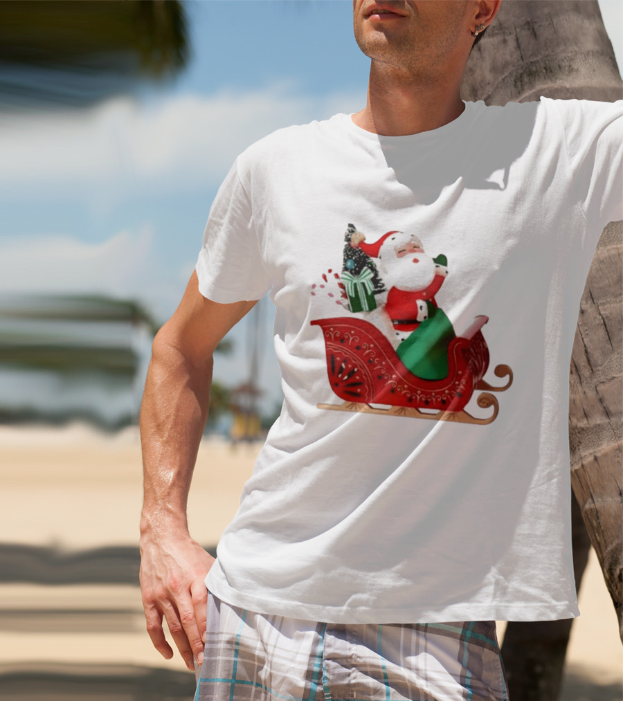 Santa Showtoppers Mini Tree Hallmark White Sleigh Christmas Scene T-Shirt