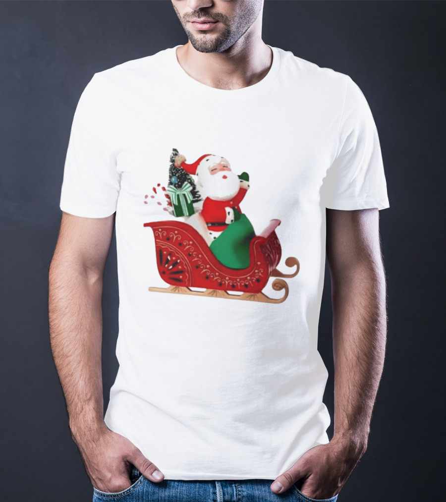 Santa Showtoppers Mini Tree Hallmark White Sleigh Christmas Scene T-Shirt