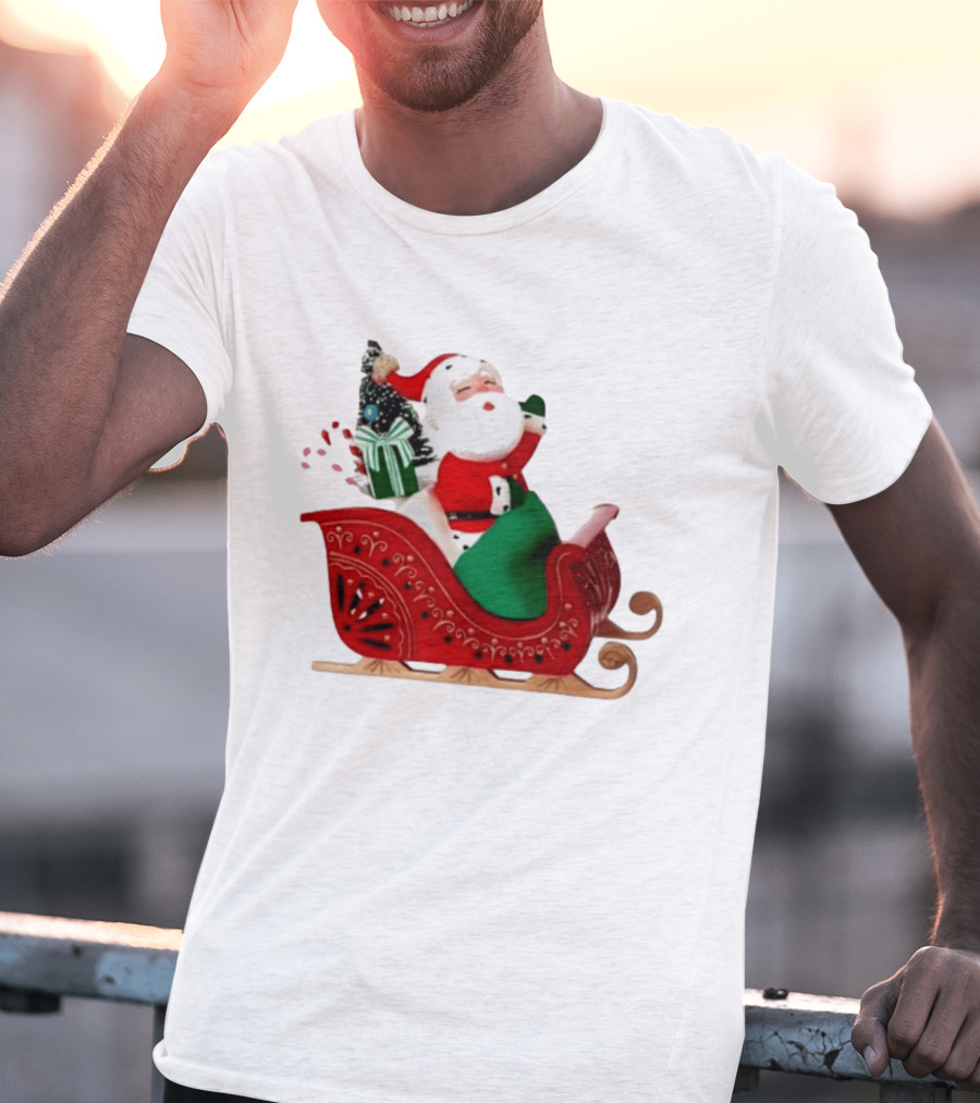 Santa Showtoppers Mini Tree Hallmark White Sleigh Christmas Scene T-Shirt