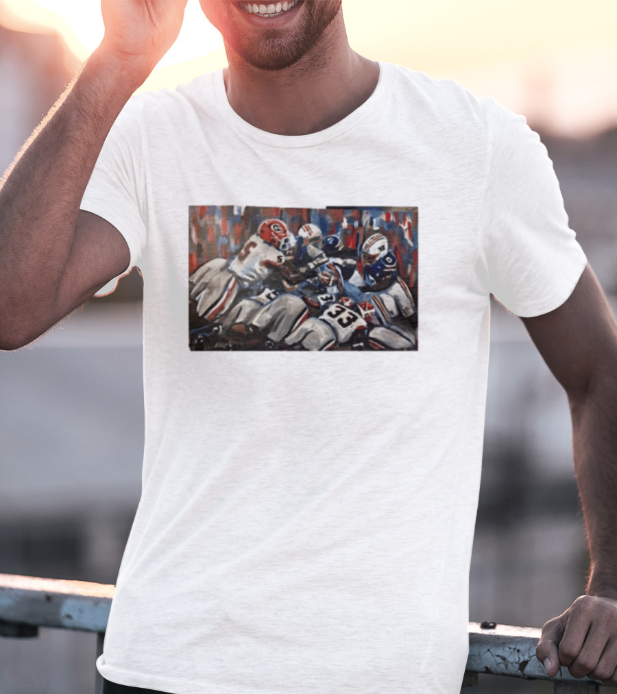 Georgia Bulldogs Auburn Tigers College Football Rivalry Game Day Action T-Shirt