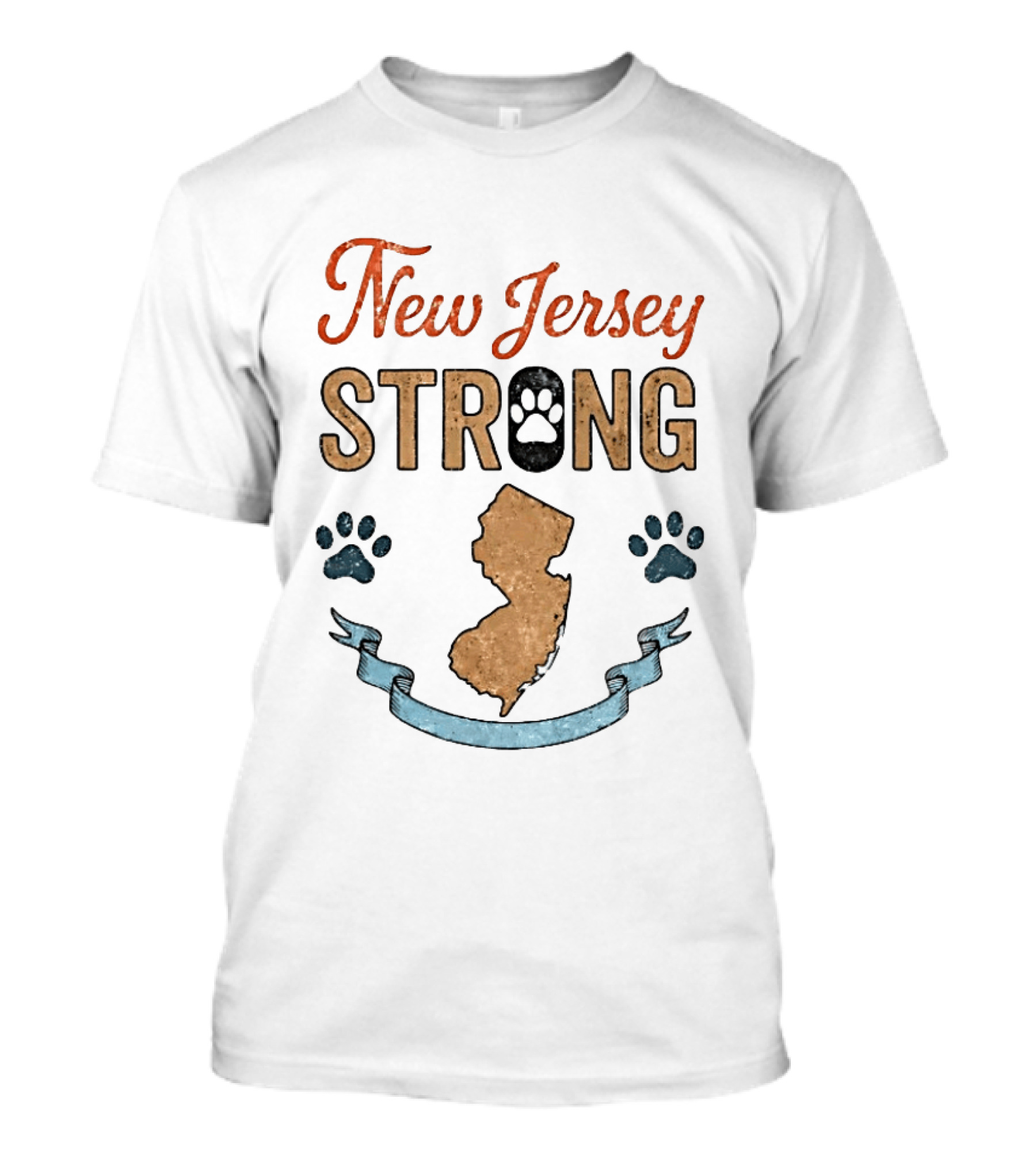 New Jersey Strong Standwithoscar Paw Print State Pride T-Shirt