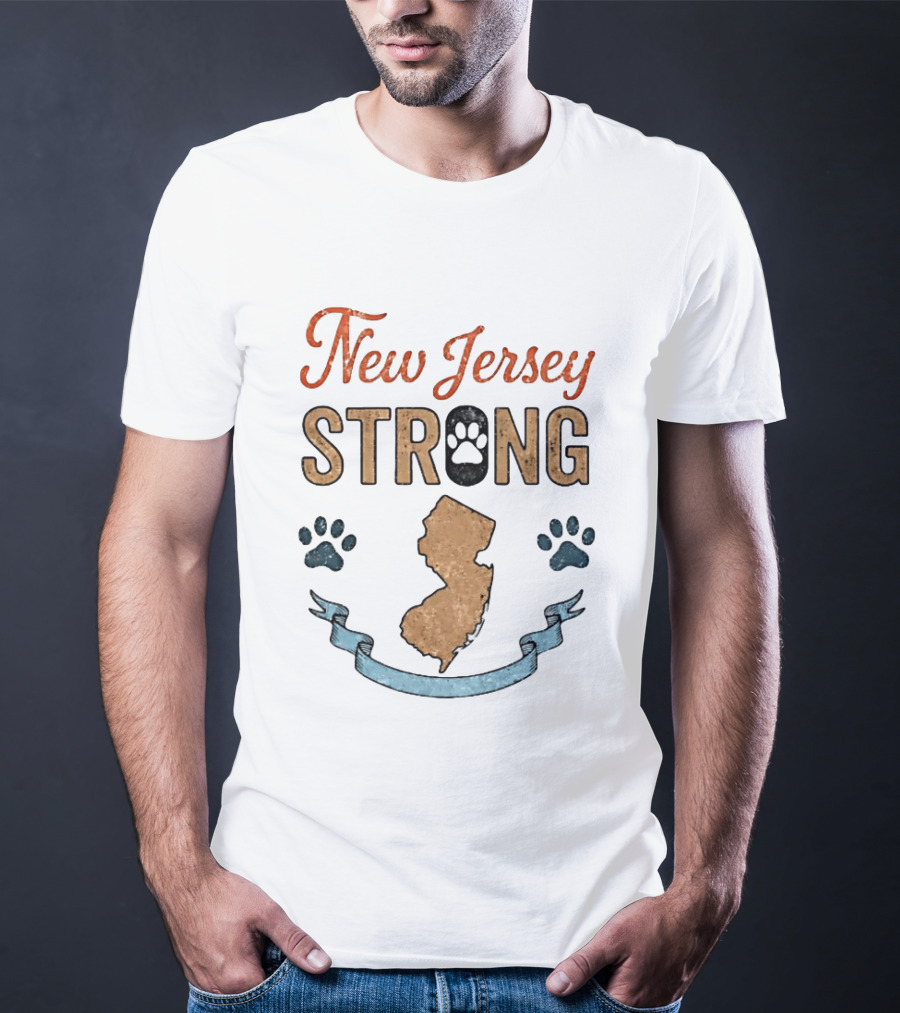 New Jersey Strong Standwithoscar Paw Print State Pride T-Shirt