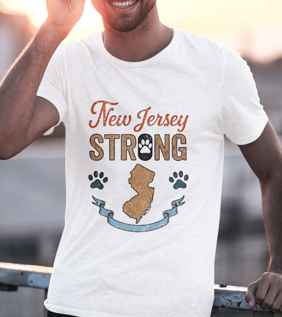 New Jersey Strong Standwithoscar Paw Print State Pride T-Shirt