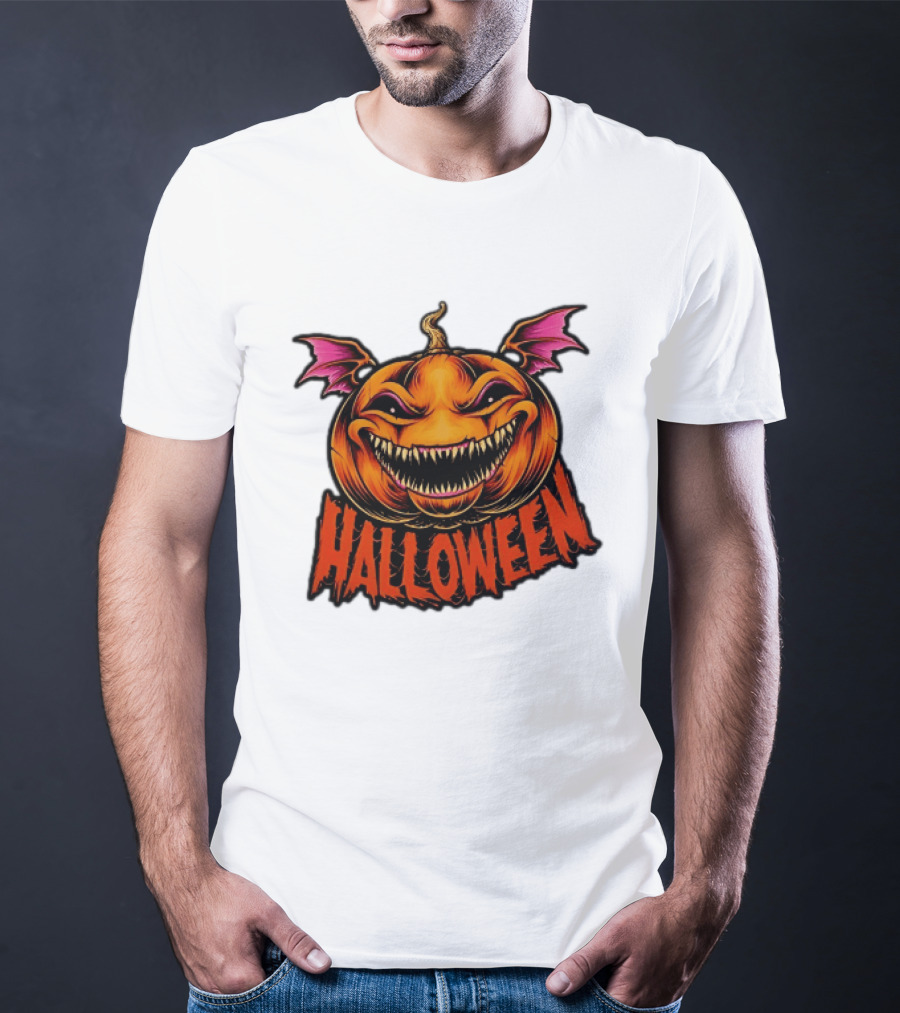 Halloween Bat Winged Jack O' Lantern Pumpkin T-Shirt
