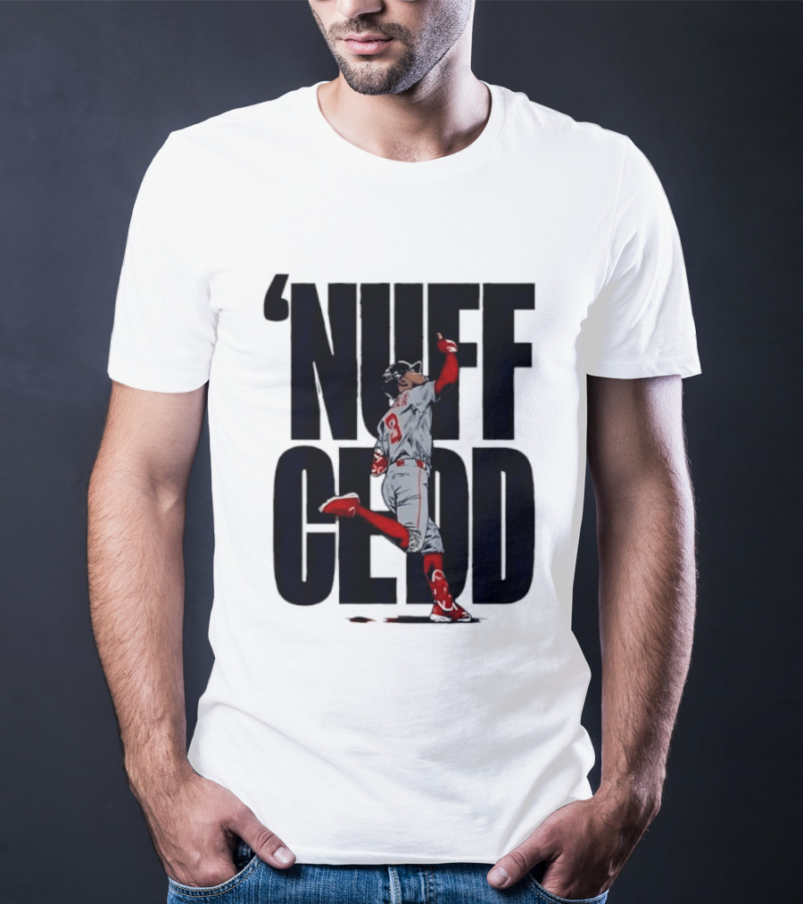 Nuff Cedd Baseball Player Number 9 Running Bases Pointing Up T-Shirt