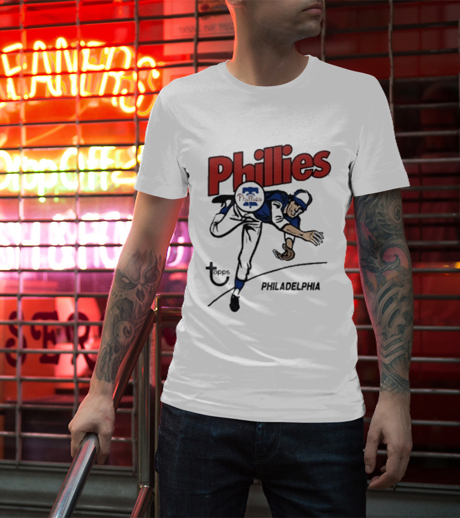 Topps Phillies Philadelphia Baseball Pitcher T-Shirt