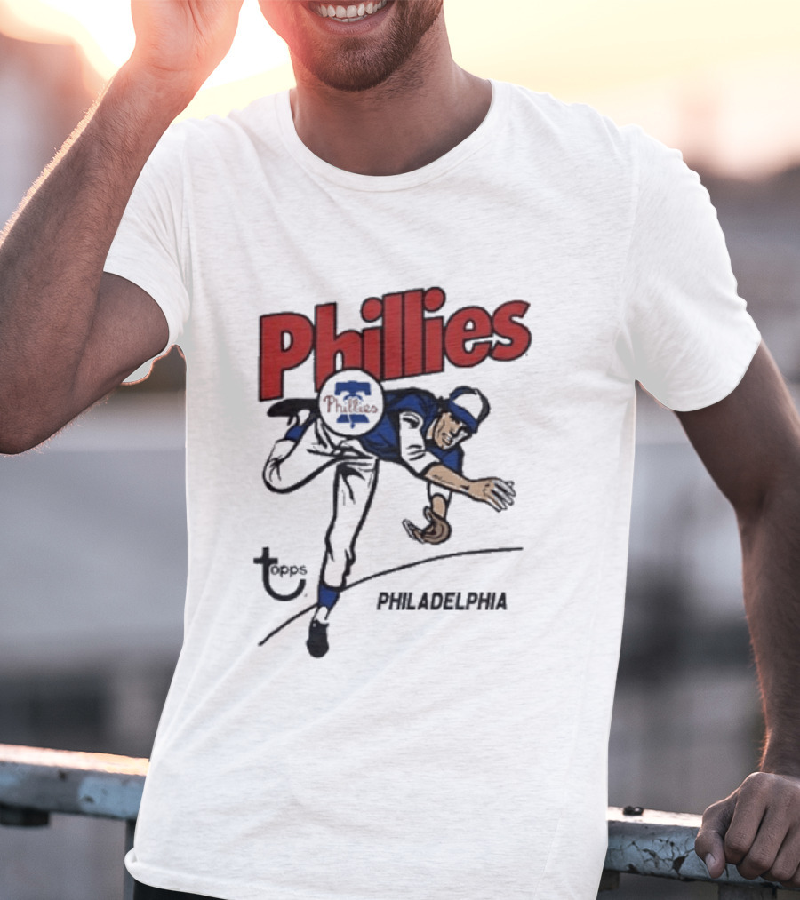 Topps Phillies Philadelphia Baseball Pitcher T-Shirt