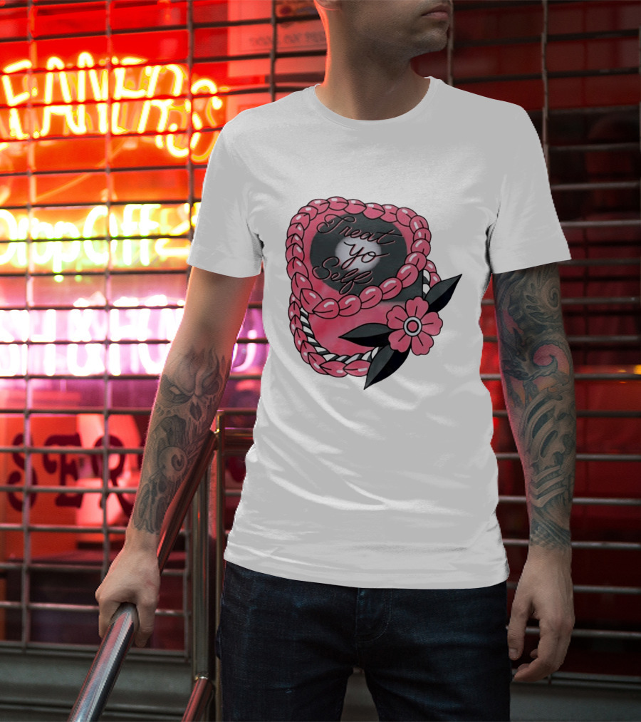Treat Yo Self Floral Lei Parks And Recreation Pink Flower T-Shirt