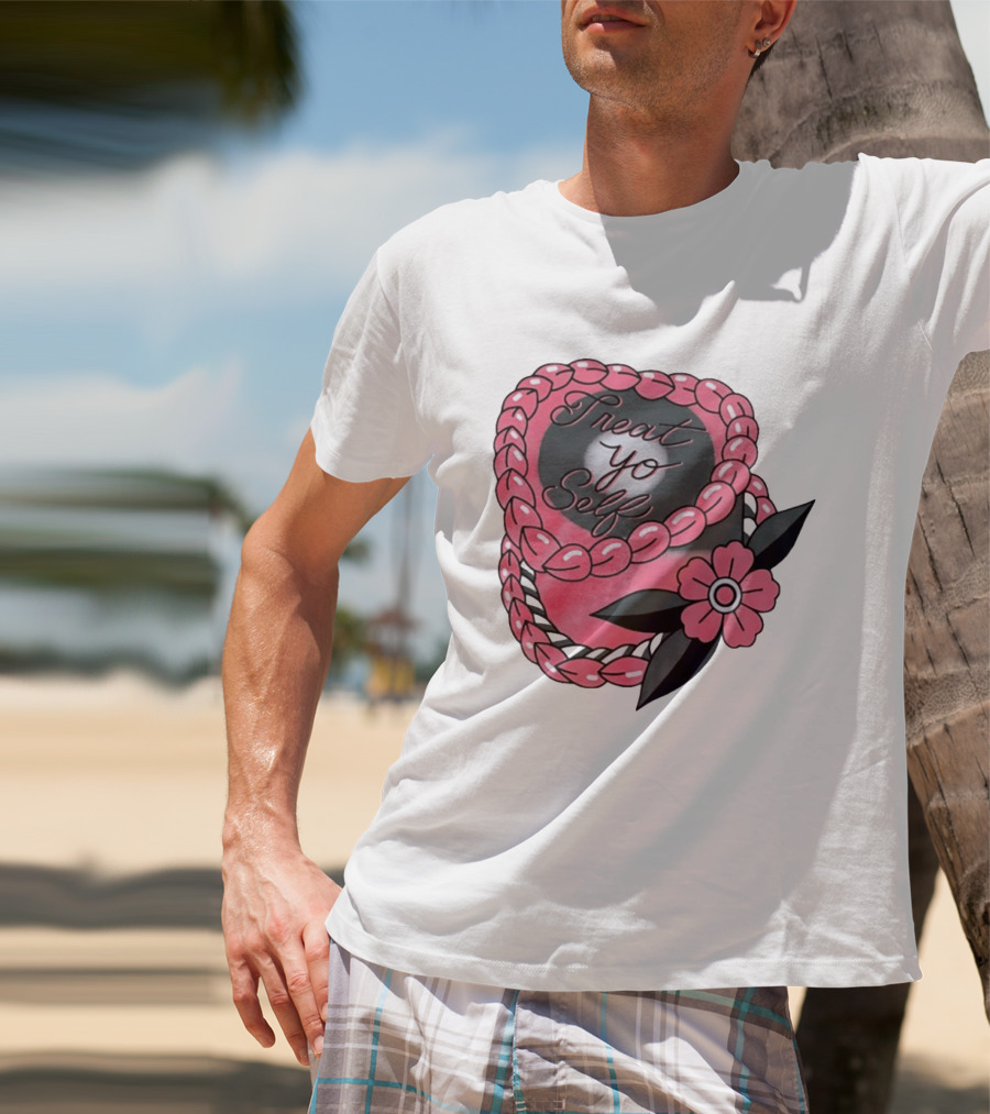 Treat Yo Self Floral Lei Parks And Recreation Pink Flower T-Shirt