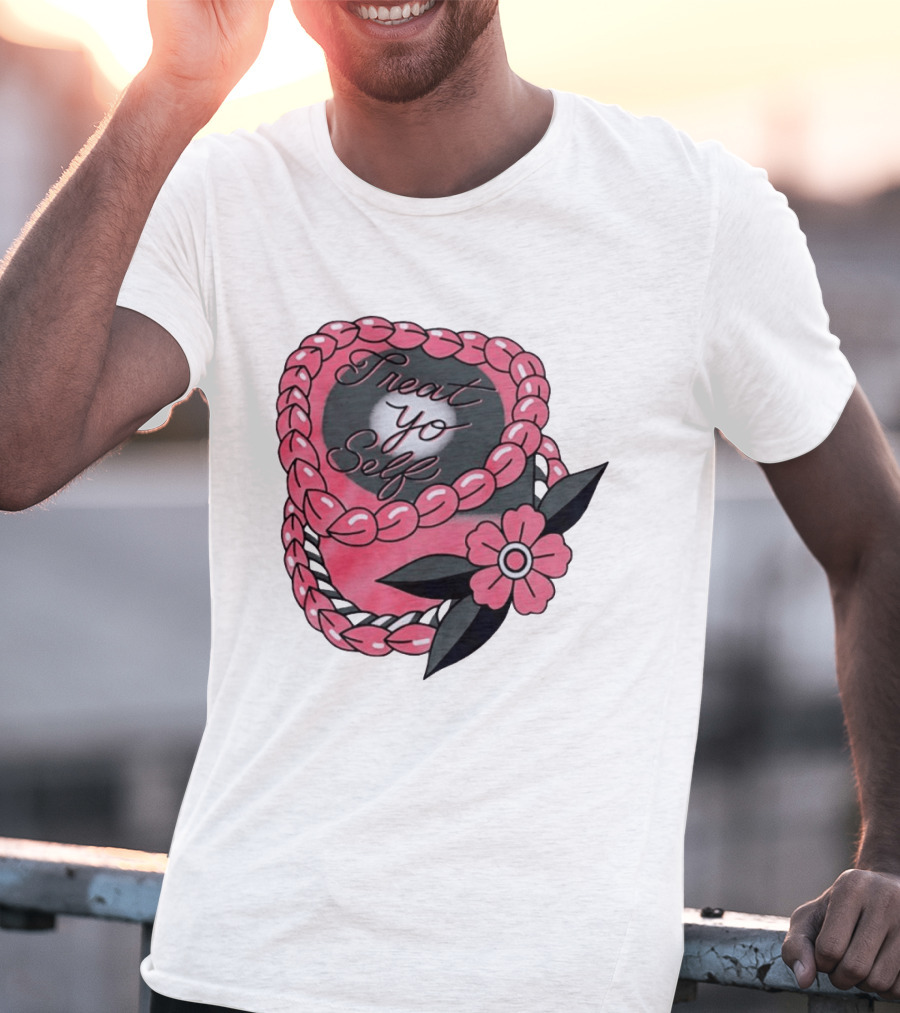 Treat Yo Self Floral Lei Parks And Recreation Pink Flower T-Shirt